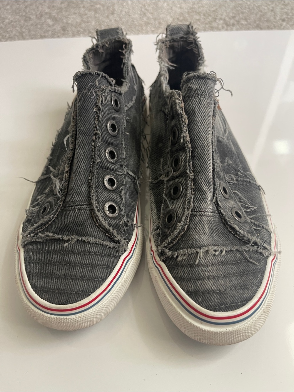 Blowfish Gray Frayed Canvas Slip-On Sneakers
